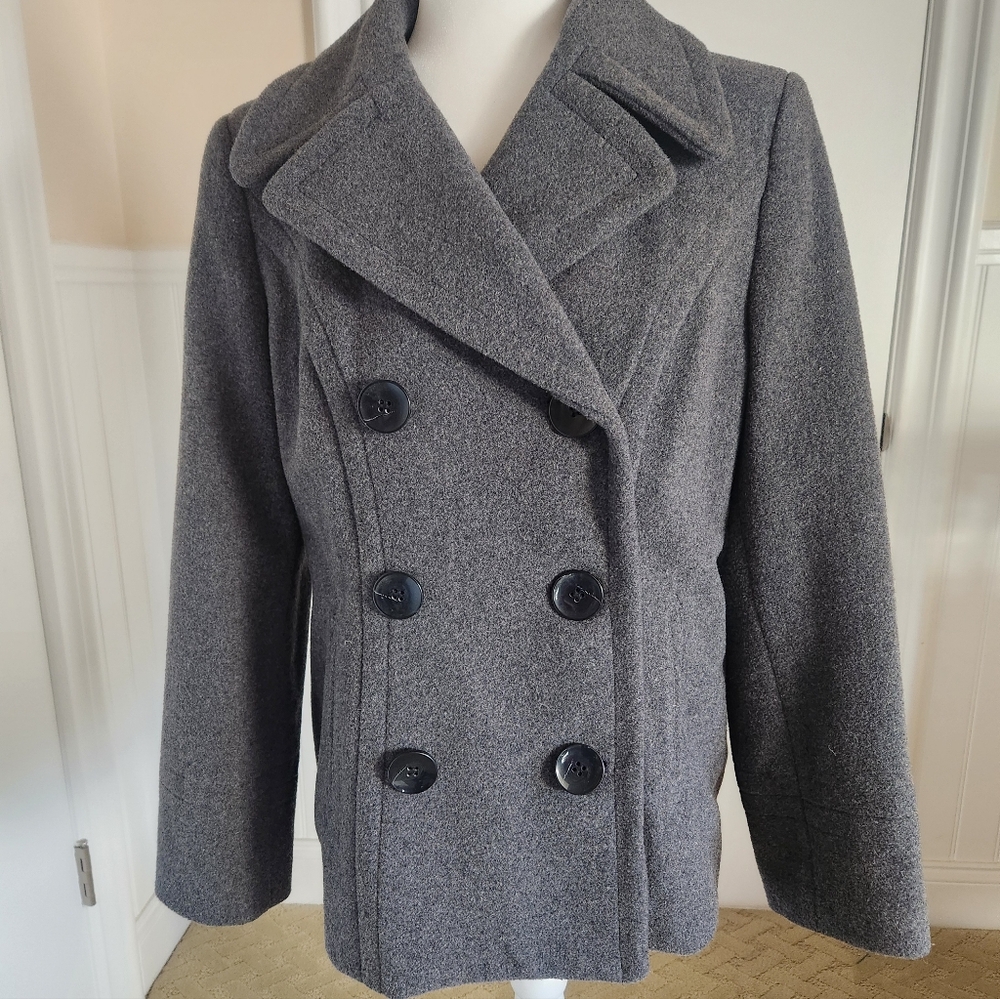 Style & Co. Charcoal Double-Breasted Peacoat